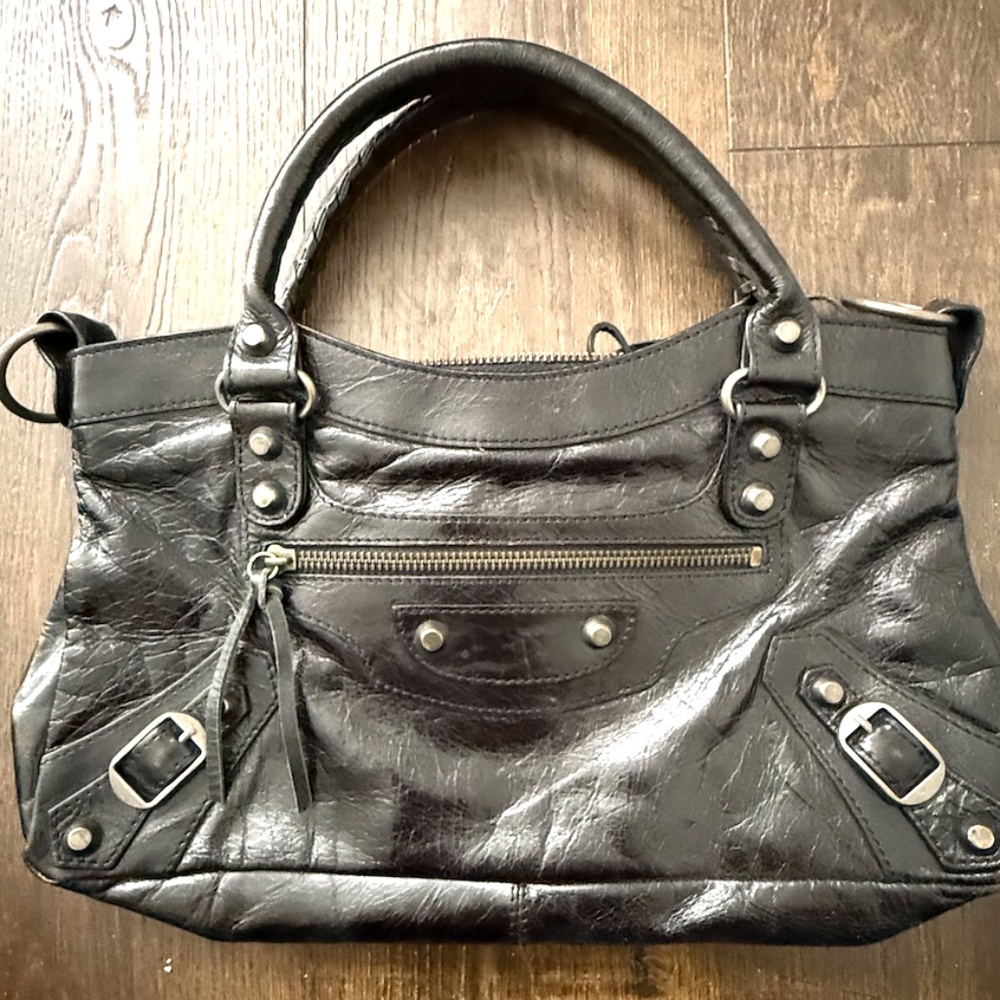 2008 Beso Black Moto-Style Satchel